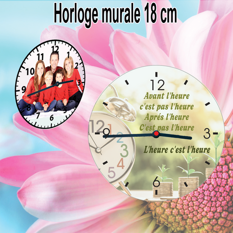 Horloge murale ronde 18 cm personnalisable