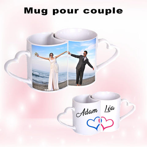Mug couple en céramique 325 ml - Personnalisable avec photo, texte, logo... KIDO UNIQUE