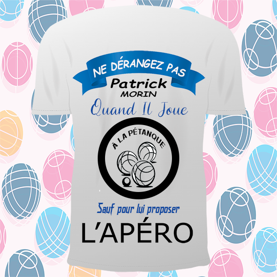 Tee-shirt personnalisé "Pétanque/Apéritif" KDO UNIQUE