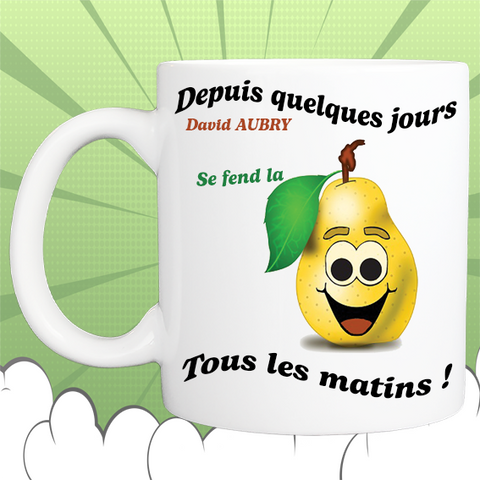 Mug personnalisé se fendre la poire KDO UNIQUE Béziers