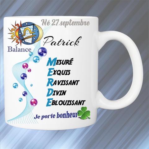 Mug personnalisé balance prénom masculin KDO UNIQUE Béziers