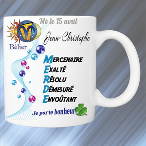 Mug personnalisé bélier prénom masculin kdo unique béziers