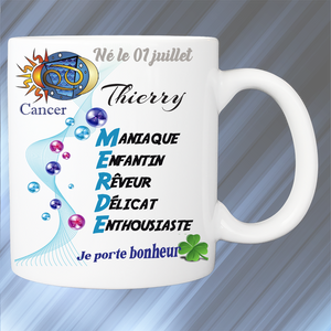 Mug personnalisé cancer, prénom masculin KDO UNIQUE Béziers