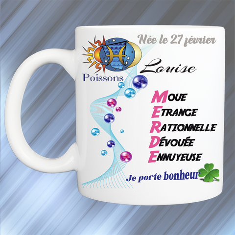 Mug personnalisé poissons prénom féminin KDO UNIQUE Béziers