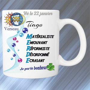 Mug personnalisé verseau prénom masculin