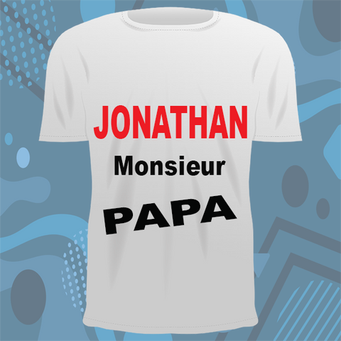 Tee-shirt personnalisé prénom monsieur PAPA KDO UNIQUE Béziers